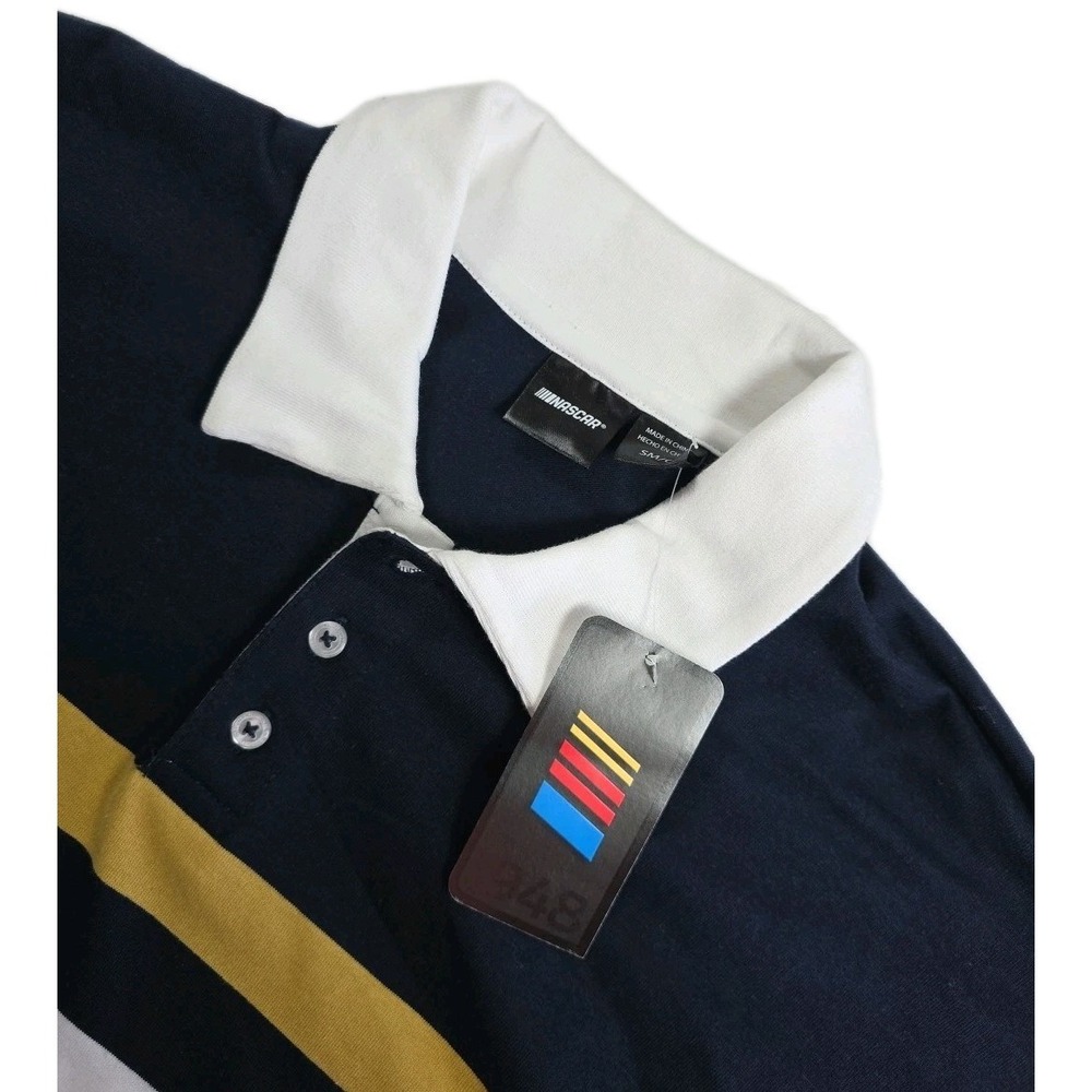 NASCAR Rugby Shirt Men's‎ Small Long Sleeve Striped Polo Racing Logo Top New